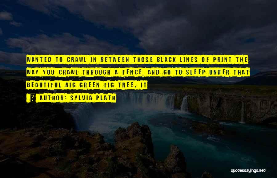 Sylvia Plath Quotes: Wanted To Crawl In Between Those Black Lines Of Print The Way You Crawl Through A Fence, And Go To