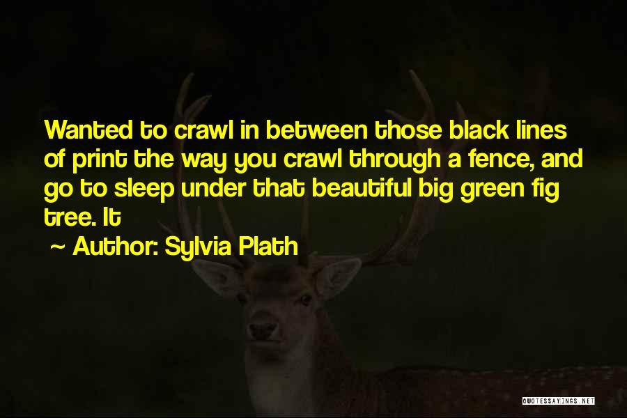 Sylvia Plath Quotes: Wanted To Crawl In Between Those Black Lines Of Print The Way You Crawl Through A Fence, And Go To