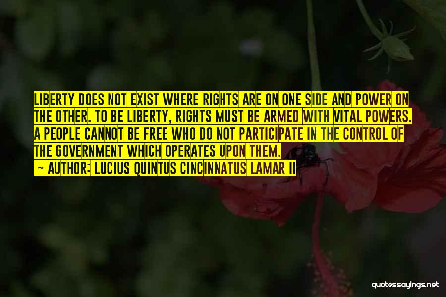 Lucius Quintus Cincinnatus Lamar II Quotes: Liberty Does Not Exist Where Rights Are On One Side And Power On The Other. To Be Liberty, Rights Must