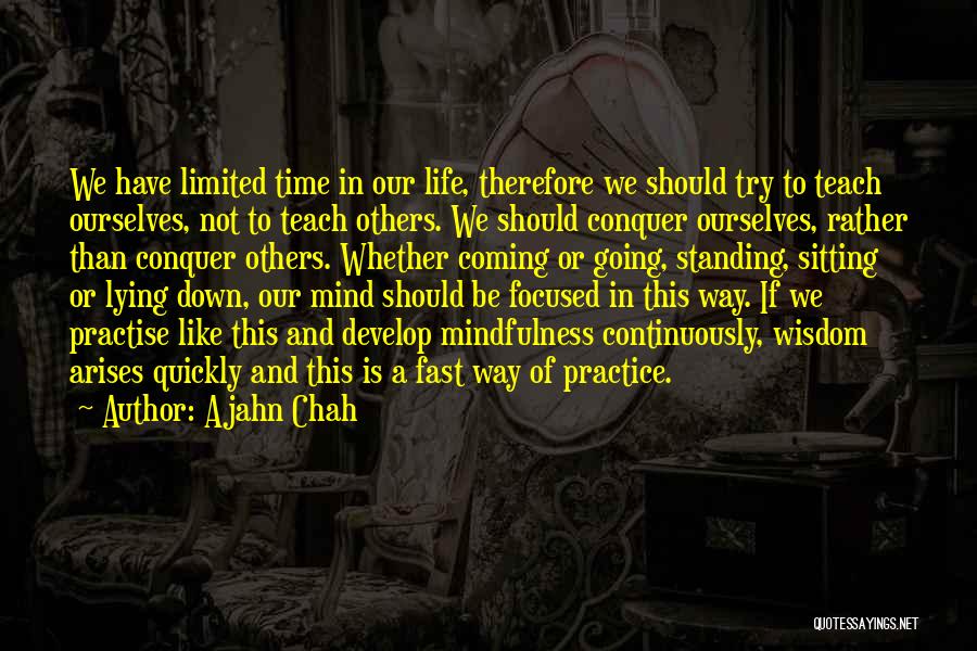 Ajahn Chah Quotes: We Have Limited Time In Our Life, Therefore We Should Try To Teach Ourselves, Not To Teach Others. We Should