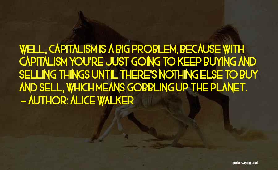 Alice Walker Quotes: Well, Capitalism Is A Big Problem, Because With Capitalism You're Just Going To Keep Buying And Selling Things Until There's