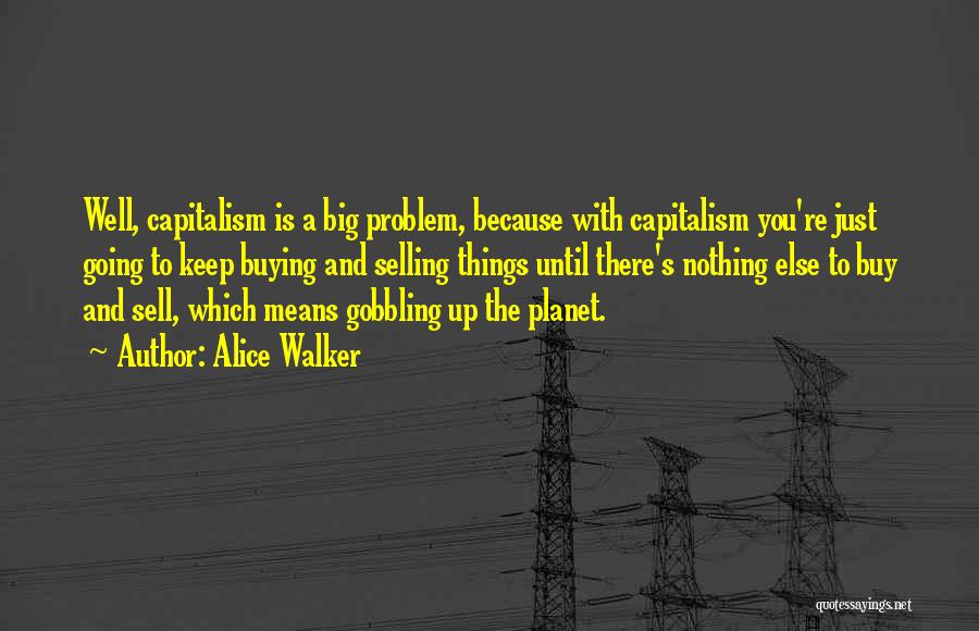 Alice Walker Quotes: Well, Capitalism Is A Big Problem, Because With Capitalism You're Just Going To Keep Buying And Selling Things Until There's