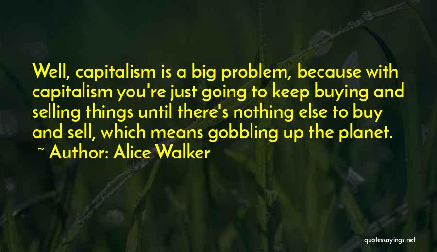 Alice Walker Quotes: Well, Capitalism Is A Big Problem, Because With Capitalism You're Just Going To Keep Buying And Selling Things Until There's