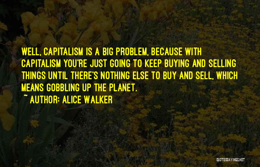 Alice Walker Quotes: Well, Capitalism Is A Big Problem, Because With Capitalism You're Just Going To Keep Buying And Selling Things Until There's