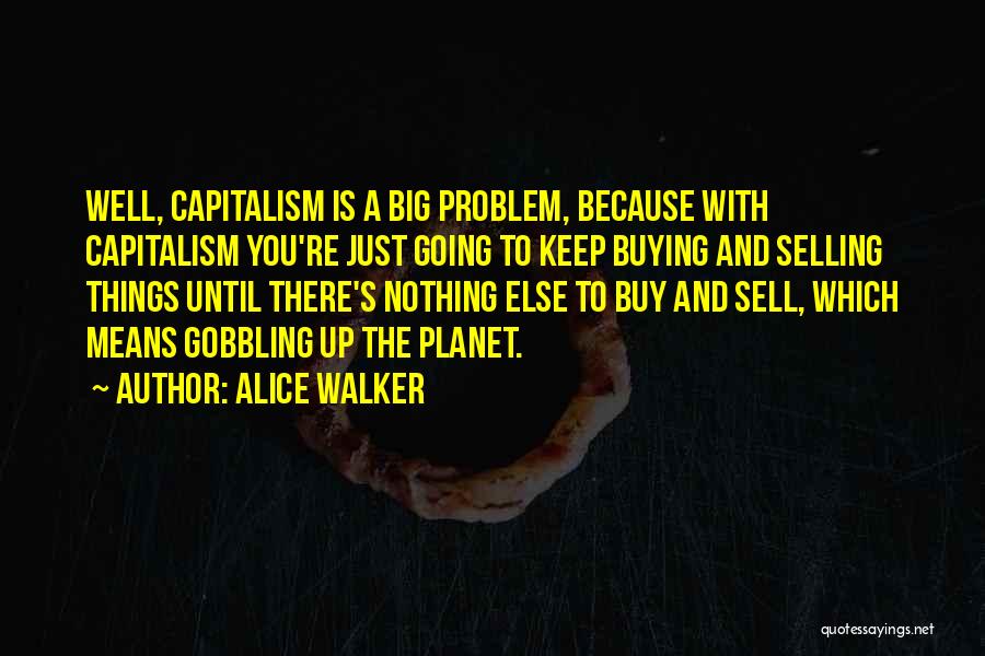 Alice Walker Quotes: Well, Capitalism Is A Big Problem, Because With Capitalism You're Just Going To Keep Buying And Selling Things Until There's