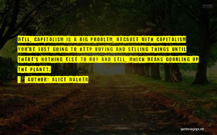 Alice Walker Quotes: Well, Capitalism Is A Big Problem, Because With Capitalism You're Just Going To Keep Buying And Selling Things Until There's