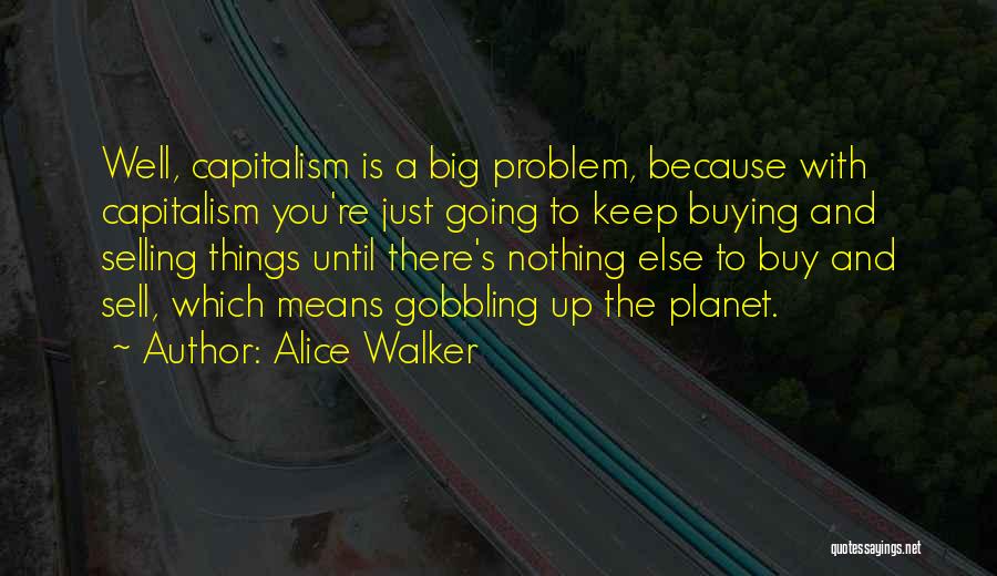 Alice Walker Quotes: Well, Capitalism Is A Big Problem, Because With Capitalism You're Just Going To Keep Buying And Selling Things Until There's
