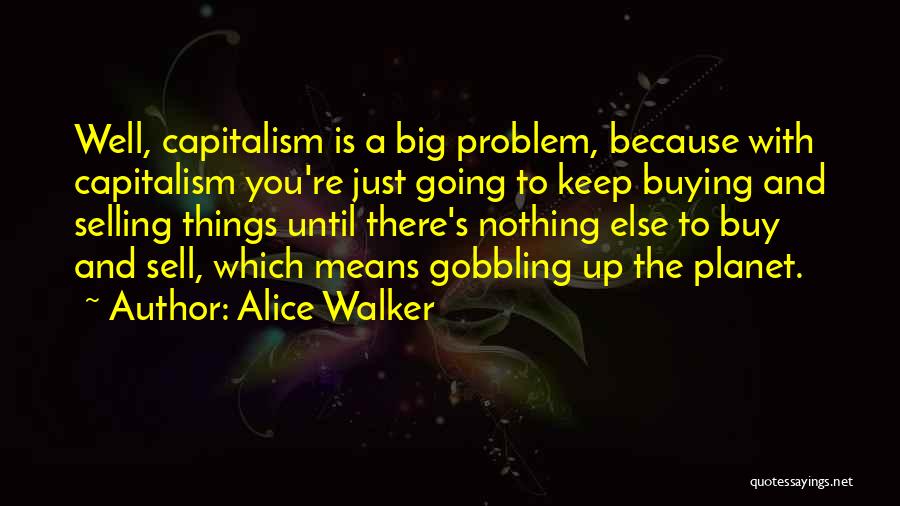 Alice Walker Quotes: Well, Capitalism Is A Big Problem, Because With Capitalism You're Just Going To Keep Buying And Selling Things Until There's