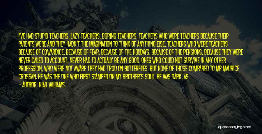 Niall Williams Quotes: I've Had Stupid Teachers, Lazy Teachers, Boring Teachers, Teachers Who Were Teachers Because Their Parents Were And They Hadn't The