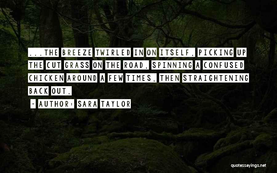 Sara Taylor Quotes: ...the Breeze Twirled In On Itself, Picking Up The Cut Grass On The Road, Spinning A Confused Chicken Around A