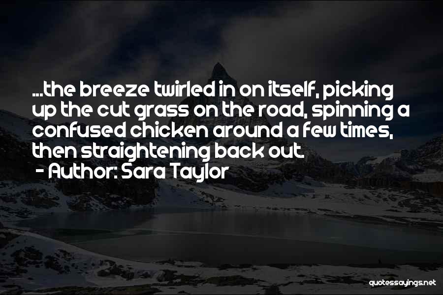 Sara Taylor Quotes: ...the Breeze Twirled In On Itself, Picking Up The Cut Grass On The Road, Spinning A Confused Chicken Around A