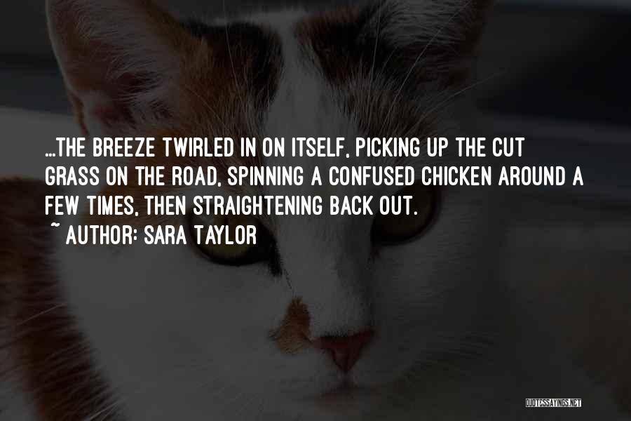 Sara Taylor Quotes: ...the Breeze Twirled In On Itself, Picking Up The Cut Grass On The Road, Spinning A Confused Chicken Around A