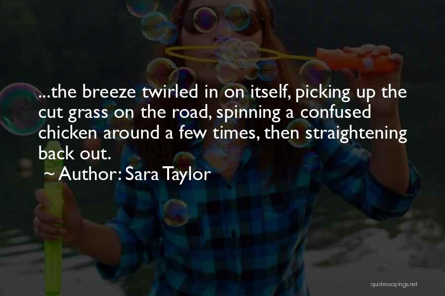 Sara Taylor Quotes: ...the Breeze Twirled In On Itself, Picking Up The Cut Grass On The Road, Spinning A Confused Chicken Around A