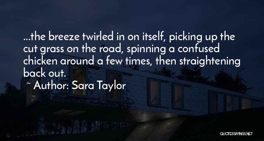 Sara Taylor Quotes: ...the Breeze Twirled In On Itself, Picking Up The Cut Grass On The Road, Spinning A Confused Chicken Around A