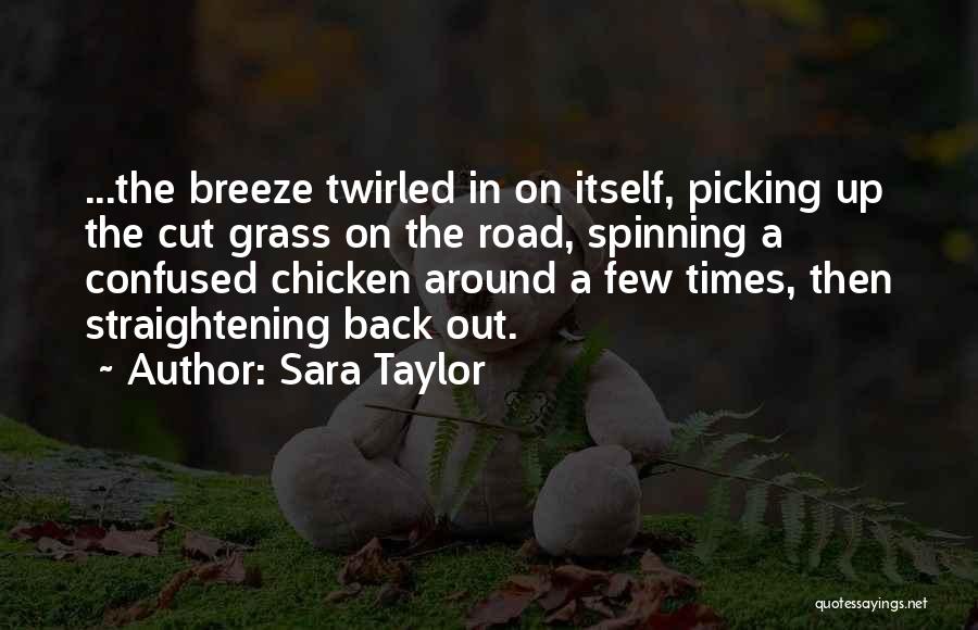 Sara Taylor Quotes: ...the Breeze Twirled In On Itself, Picking Up The Cut Grass On The Road, Spinning A Confused Chicken Around A