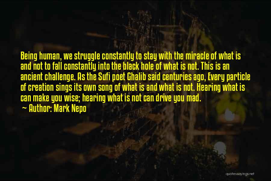 Mark Nepo Quotes: Being Human, We Struggle Constantly To Stay With The Miracle Of What Is And Not To Fall Constantly Into The