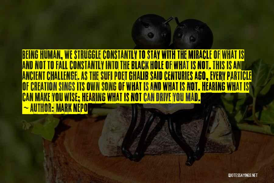 Mark Nepo Quotes: Being Human, We Struggle Constantly To Stay With The Miracle Of What Is And Not To Fall Constantly Into The