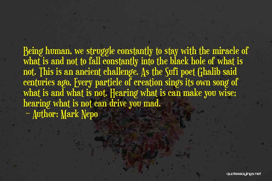 Mark Nepo Quotes: Being Human, We Struggle Constantly To Stay With The Miracle Of What Is And Not To Fall Constantly Into The