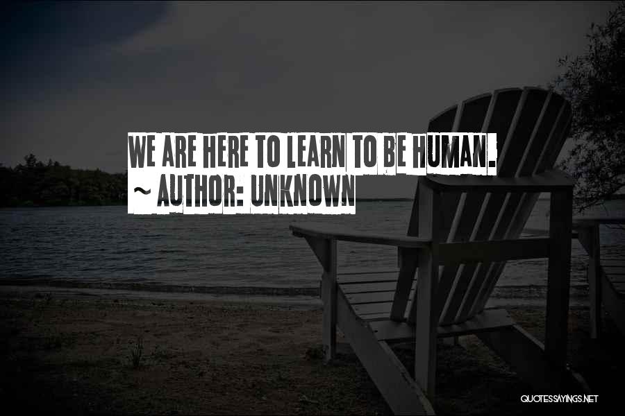 Unknown Quotes: We Are Here To Learn To Be Human.