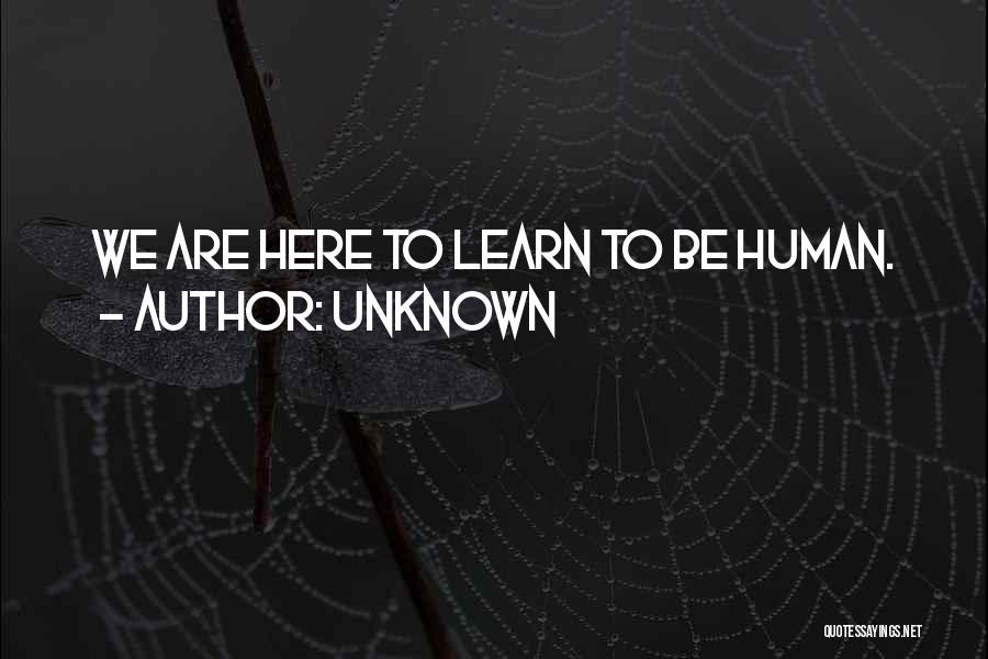 Unknown Quotes: We Are Here To Learn To Be Human.