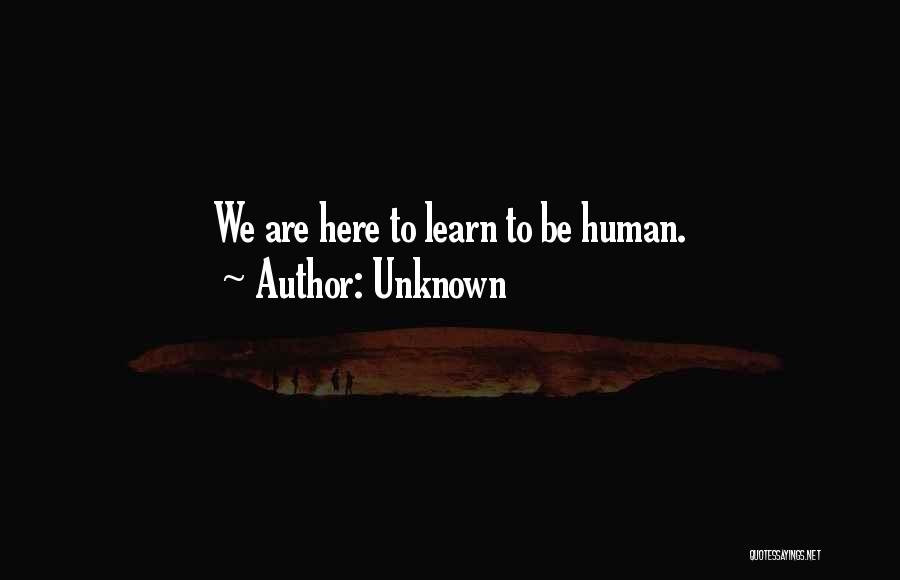 Unknown Quotes: We Are Here To Learn To Be Human.