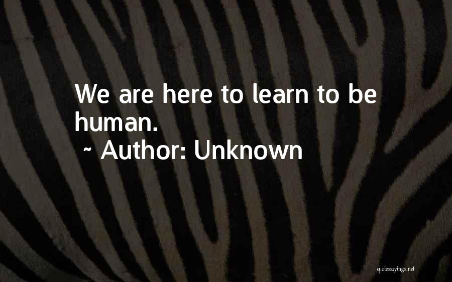 Unknown Quotes: We Are Here To Learn To Be Human.