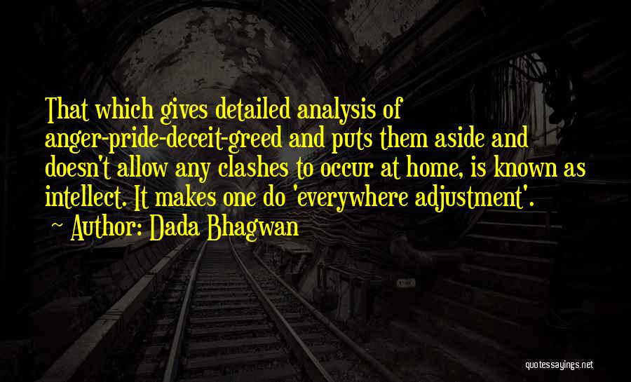 Dada Bhagwan Quotes: That Which Gives Detailed Analysis Of Anger-pride-deceit-greed And Puts Them Aside And Doesn't Allow Any Clashes To Occur At Home,