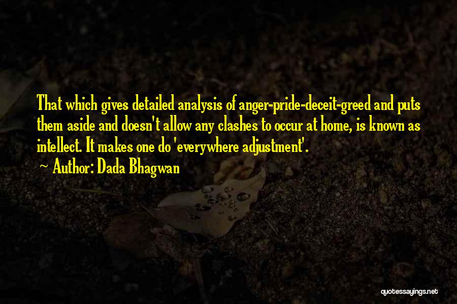 Dada Bhagwan Quotes: That Which Gives Detailed Analysis Of Anger-pride-deceit-greed And Puts Them Aside And Doesn't Allow Any Clashes To Occur At Home,