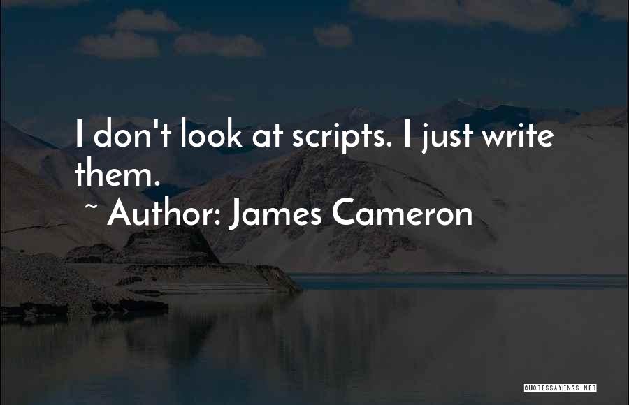 James Cameron Quotes: I Don't Look At Scripts. I Just Write Them.