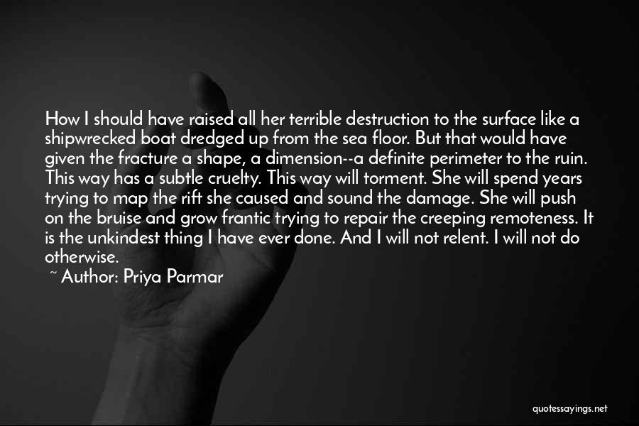 Priya Parmar Quotes: How I Should Have Raised All Her Terrible Destruction To The Surface Like A Shipwrecked Boat Dredged Up From The