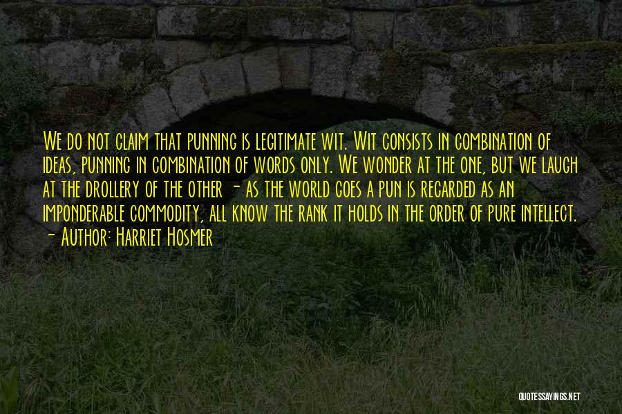 Harriet Hosmer Quotes: We Do Not Claim That Punning Is Legitimate Wit. Wit Consists In Combination Of Ideas, Punning In Combination Of Words