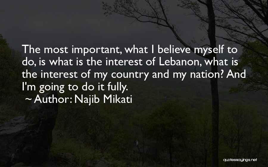 Najib Mikati Quotes: The Most Important, What I Believe Myself To Do, Is What Is The Interest Of Lebanon, What Is The Interest
