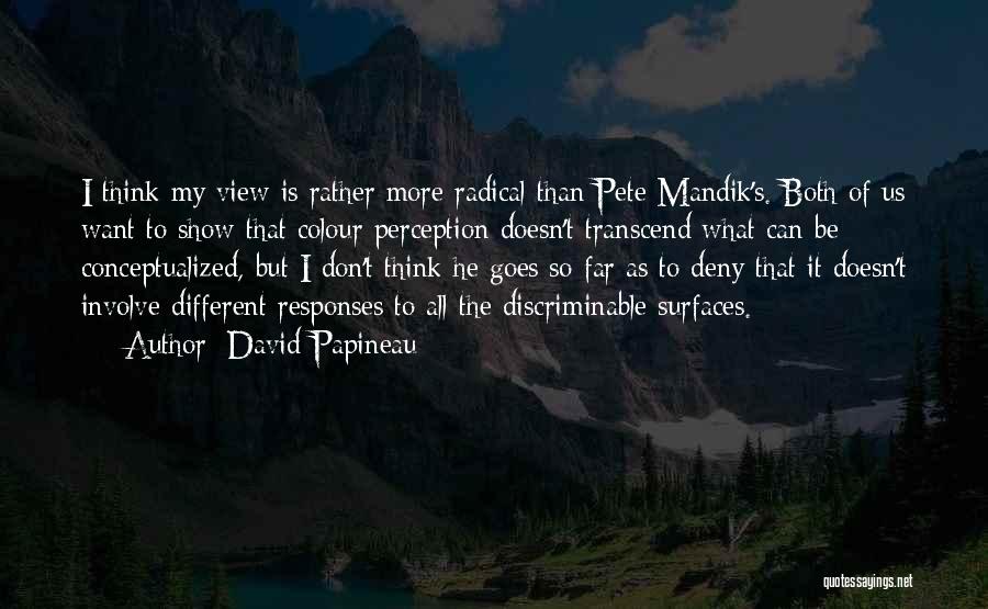 David Papineau Quotes: I Think My View Is Rather More Radical Than Pete Mandik's. Both Of Us Want To Show That Colour Perception