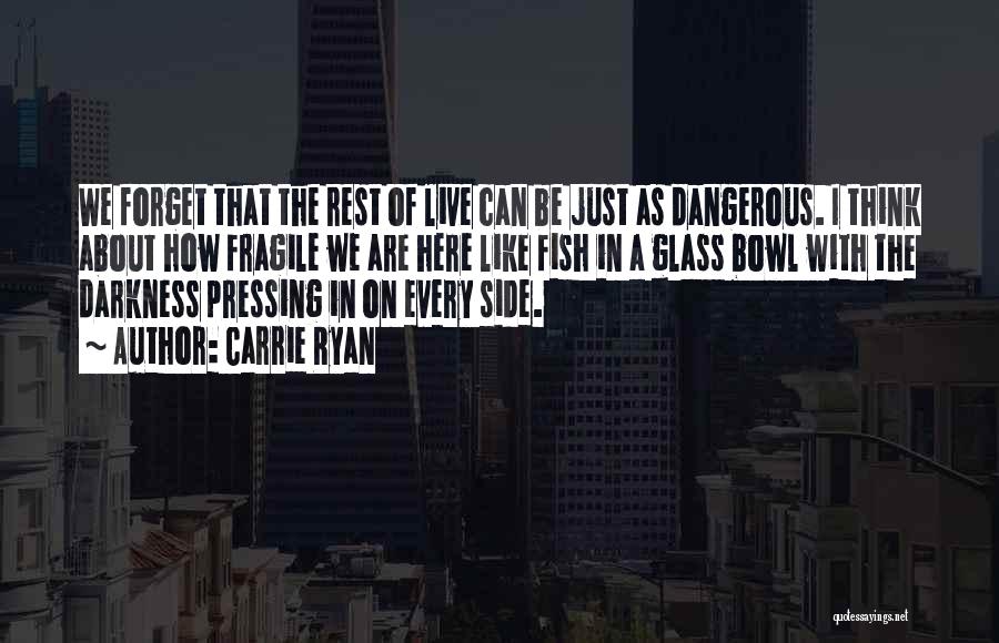 Carrie Ryan Quotes: We Forget That The Rest Of Live Can Be Just As Dangerous. I Think About How Fragile We Are Here