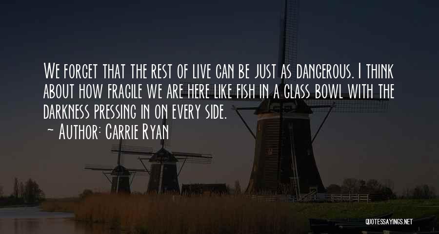 Carrie Ryan Quotes: We Forget That The Rest Of Live Can Be Just As Dangerous. I Think About How Fragile We Are Here