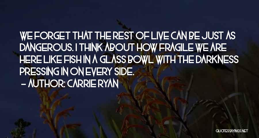 Carrie Ryan Quotes: We Forget That The Rest Of Live Can Be Just As Dangerous. I Think About How Fragile We Are Here