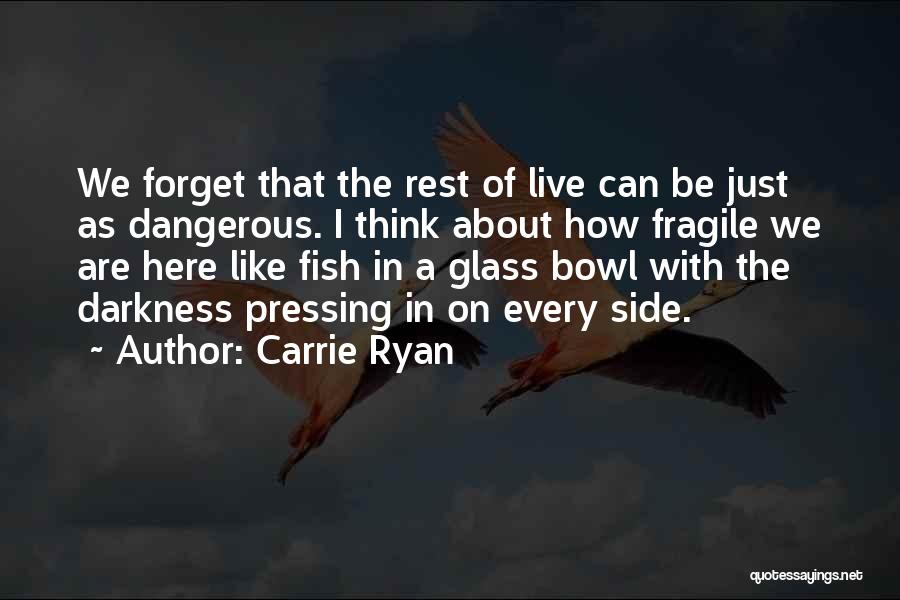 Carrie Ryan Quotes: We Forget That The Rest Of Live Can Be Just As Dangerous. I Think About How Fragile We Are Here