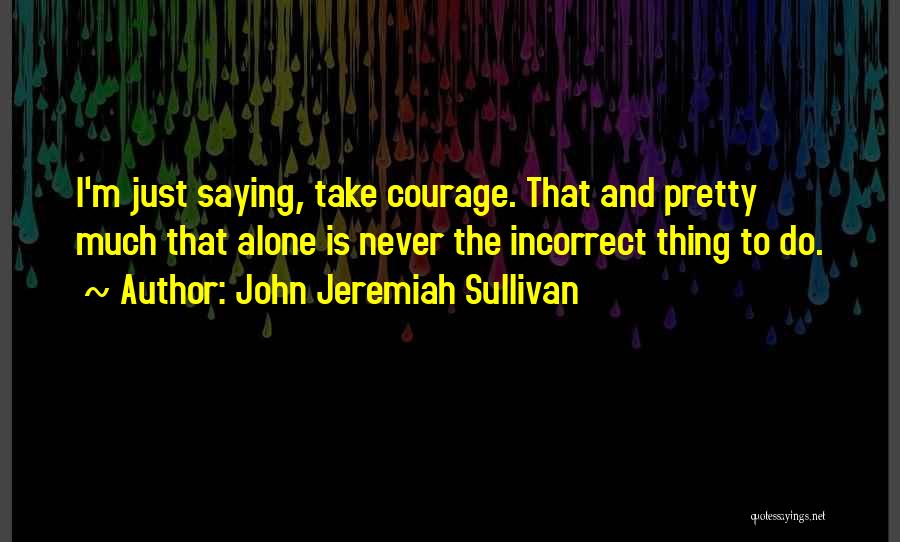 John Jeremiah Sullivan Quotes: I'm Just Saying, Take Courage. That And Pretty Much That Alone Is Never The Incorrect Thing To Do.