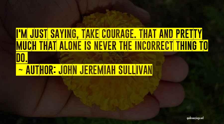 John Jeremiah Sullivan Quotes: I'm Just Saying, Take Courage. That And Pretty Much That Alone Is Never The Incorrect Thing To Do.