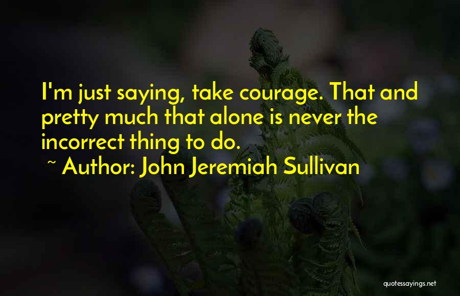 John Jeremiah Sullivan Quotes: I'm Just Saying, Take Courage. That And Pretty Much That Alone Is Never The Incorrect Thing To Do.