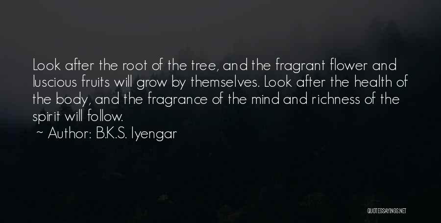 B.K.S. Iyengar Quotes: Look After The Root Of The Tree, And The Fragrant Flower And Luscious Fruits Will Grow By Themselves. Look After