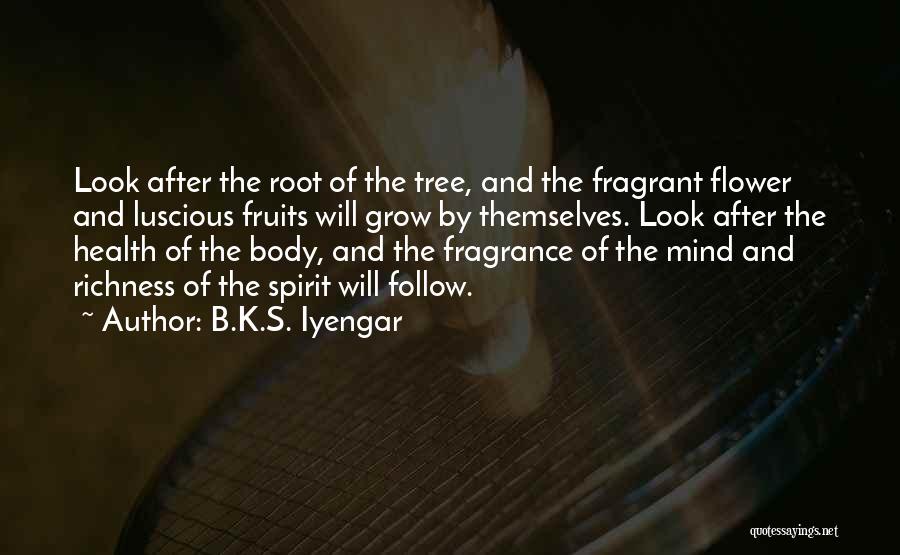 B.K.S. Iyengar Quotes: Look After The Root Of The Tree, And The Fragrant Flower And Luscious Fruits Will Grow By Themselves. Look After