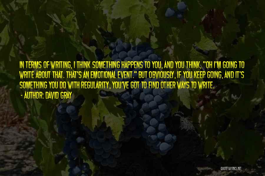 David Gray Quotes: In Terms Of Writing, I Think Something Happens To You, And You Think, Oh I'm Going To Write About That.