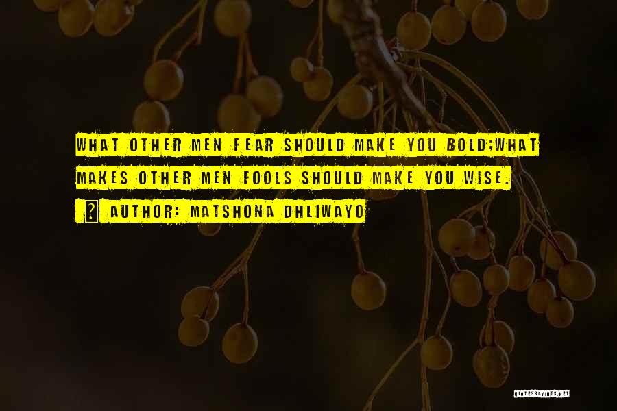 Matshona Dhliwayo Quotes: What Other Men Fear Should Make You Bold;what Makes Other Men Fools Should Make You Wise.