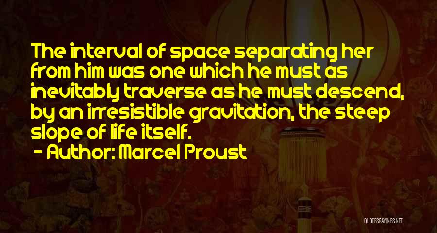 Marcel Proust Quotes: The Interval Of Space Separating Her From Him Was One Which He Must As Inevitably Traverse As He Must Descend,