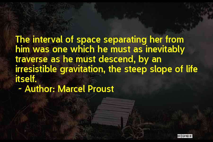 Marcel Proust Quotes: The Interval Of Space Separating Her From Him Was One Which He Must As Inevitably Traverse As He Must Descend,