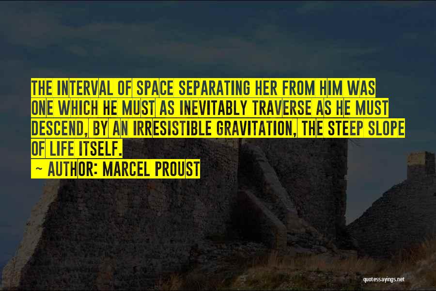 Marcel Proust Quotes: The Interval Of Space Separating Her From Him Was One Which He Must As Inevitably Traverse As He Must Descend,