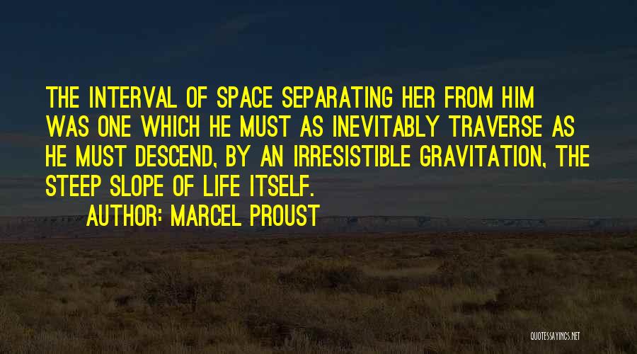 Marcel Proust Quotes: The Interval Of Space Separating Her From Him Was One Which He Must As Inevitably Traverse As He Must Descend,