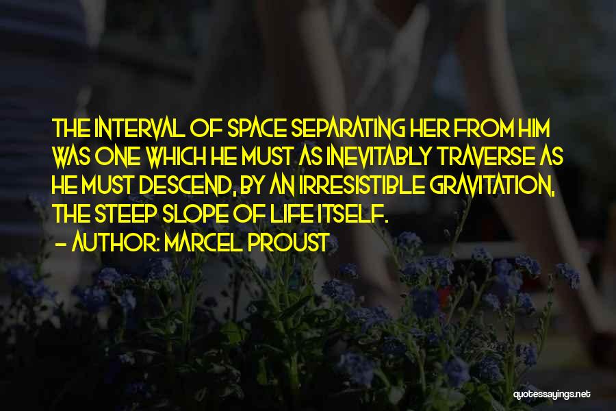 Marcel Proust Quotes: The Interval Of Space Separating Her From Him Was One Which He Must As Inevitably Traverse As He Must Descend,