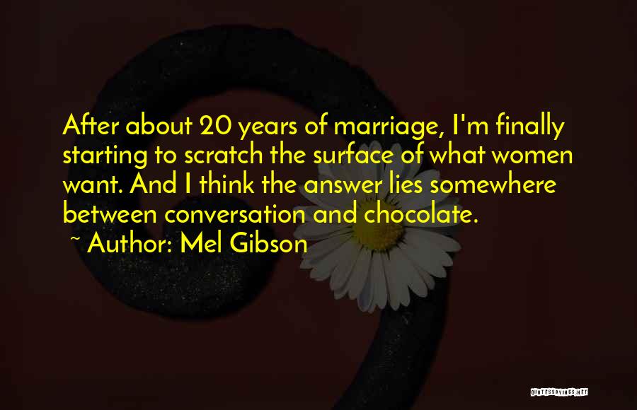 Mel Gibson Quotes: After About 20 Years Of Marriage, I'm Finally Starting To Scratch The Surface Of What Women Want. And I Think